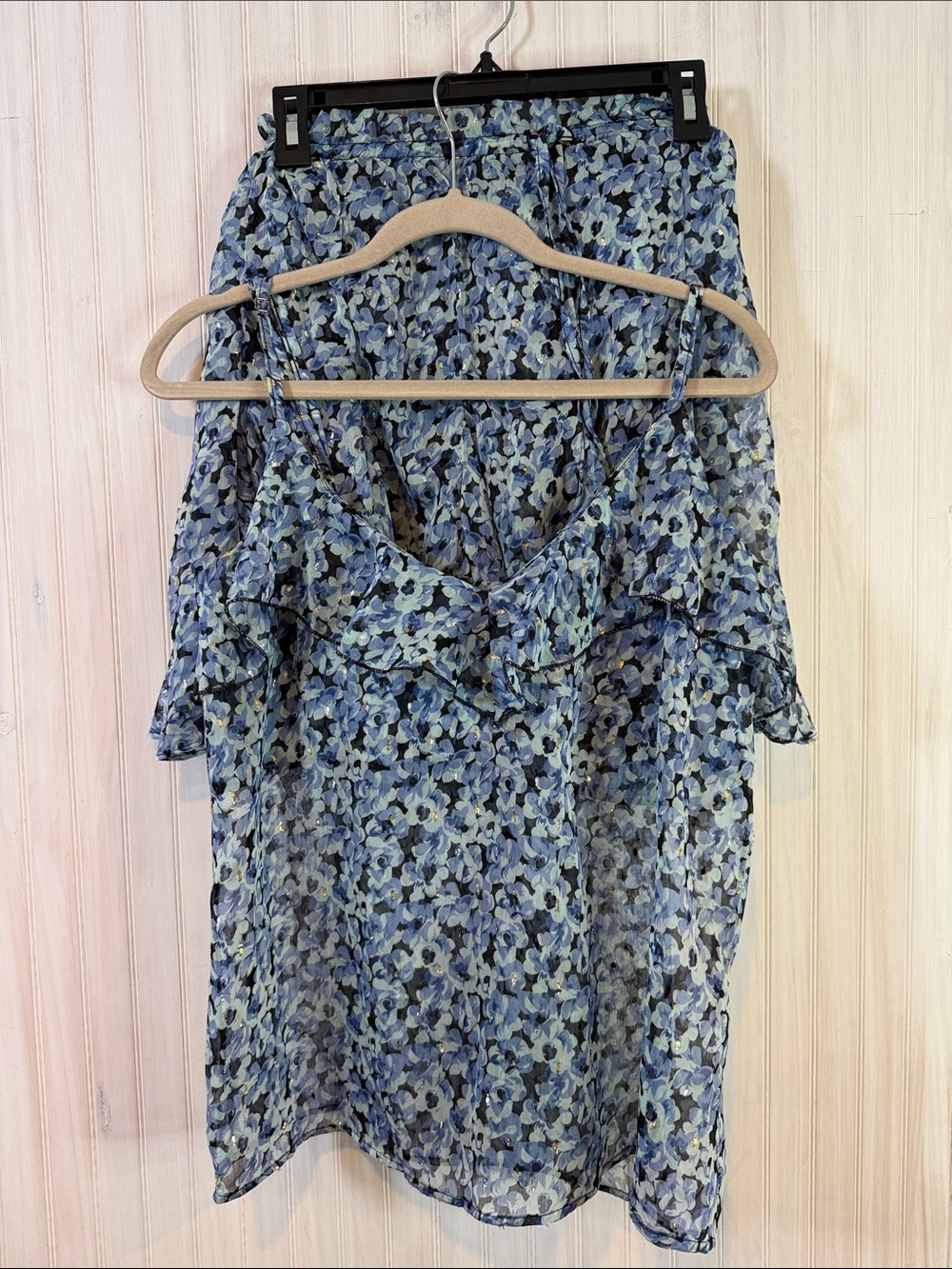 SABINA MUSAYEV 2 piece blue metallic floral set small